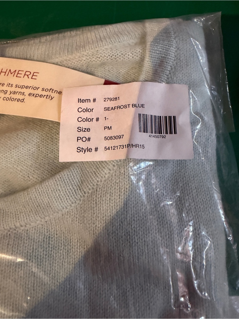 NWT Talbots 100% Cashmere Sweater SeaFrost Blue PM Petite Medium - Picture 2 of 5